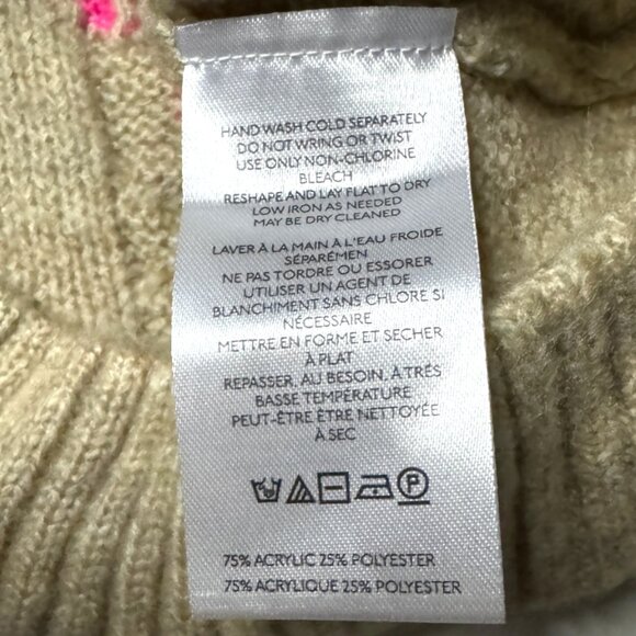 NWT Anthropologie Maeve Cable Knit Floral Sweater Tan Pink Flowers S Retail $128 - Picture 8 of 8